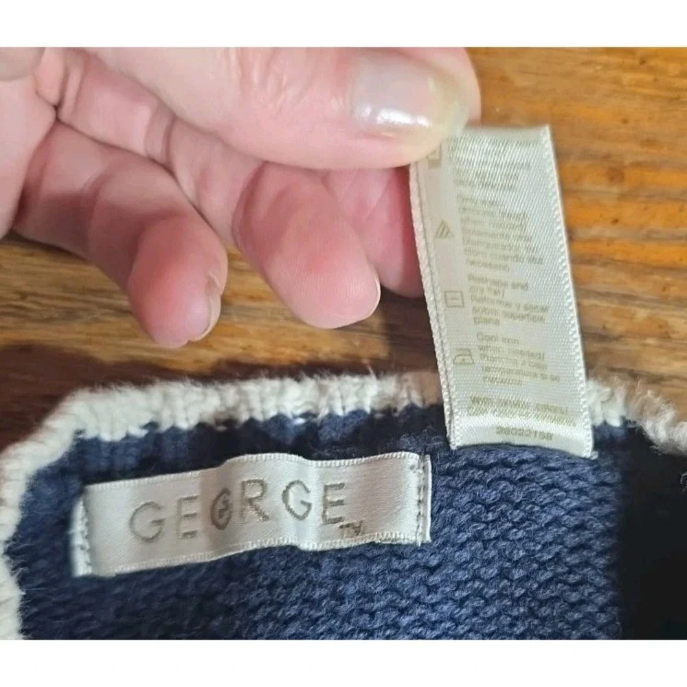 George Baby Boys Long Sleeve Knit‎ Sweater Snowflake Winter Navy Size 18 Months